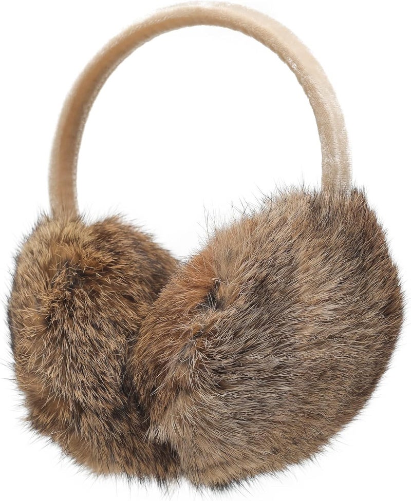 ZLYC Womens Girls Genuine Rabbit Fur Earmuffs Adjustable Ear Warmers - Image 2